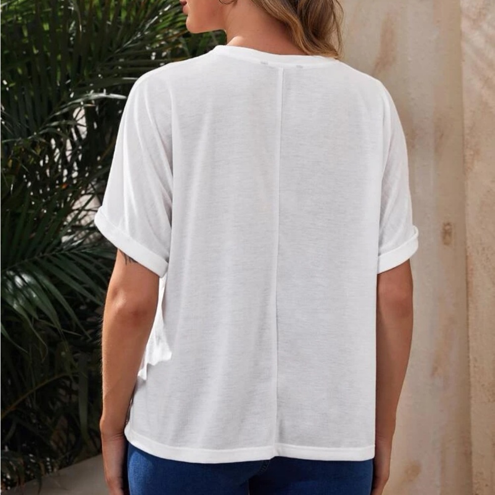 MATERNITY cuffed sleeve solid tee - Picture 2 of 2